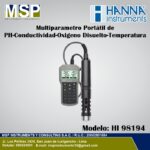 Medidor multiparamétrico portátil de pH conductividad oxigeno disuelto y temperatura Hanna Instruments modelo HI 98194.