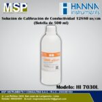 Solución de calibración de conductividad 12880 uS/cm Hanna Instruments de 500 ml modelo HI 7030L.