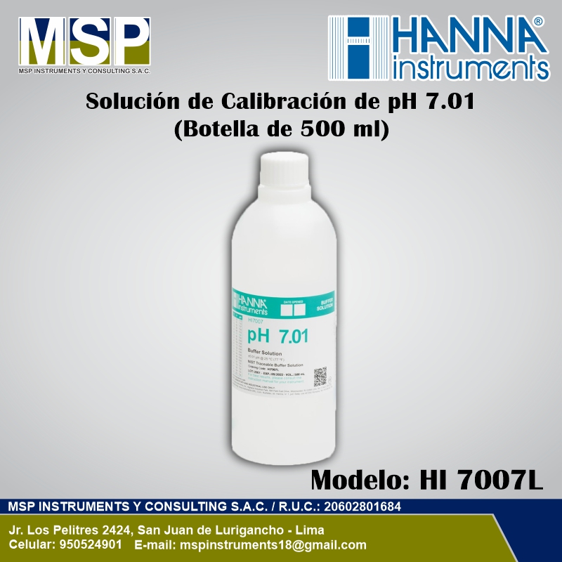 Solución de Calibración pH 7.01 Hanna | MSP Instruments