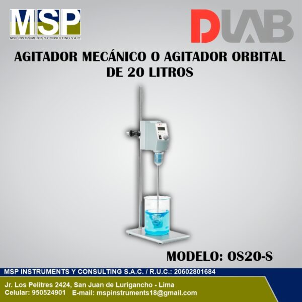 Agitador mecánico digital DLAB OS20-S de 20 litros para laboratorio.