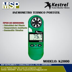 Anemometro termico portatil Kestrel K2000 digital de MSP Instruments.