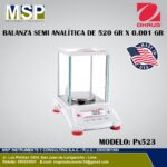Balanza semi analítica OHAUS modelo PX523 de 520 gr x 0.001 gr de MSP Instrumentos.