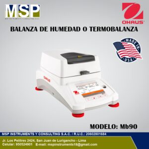Balanza analizadora de humedad o termobalanza OHAUS modelo MB90 de MSP Instrumentos.