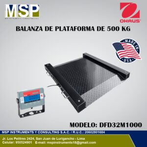 Balanza de plataforma industrial OHAUS DFD32M1000 de 500 kg MSP Instrumentos.