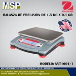 Balanza de precisión OHAUS modelo NVT1601/1 de 1.5 kg x 0.1 gr de MSP Instrumentos.