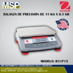Balanza de precisión OHAUS modelo R31P15 de 15 kg x 0.5 gr de MSP Instrumentos.