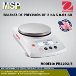 Balanza de precisión OHAUS modelo PR2202/E de 2 kg x 0.01 g de MSP Instrumentos.