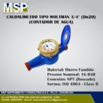Caudalímetro tipo Woltman de 3/4 de pulgada DN20 en hierro fundido roscado NPT.