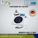 Contador de colonias bacterianas ISOLAB modelo 603.11.001 con lupa y lapicero sensor.