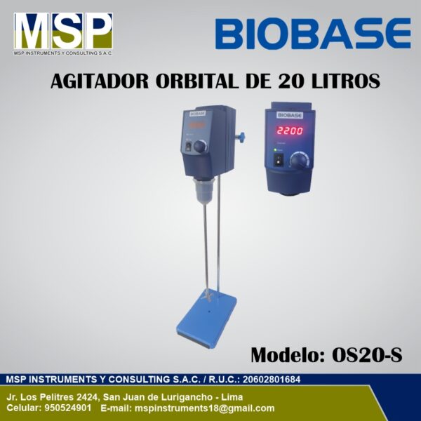 Agitador mecánico vertical BIOBASE OS20-S de hélice para 20 litros.