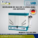 Destilador de Agua de 8 L/h ISOLAB con depósito para laboratorio