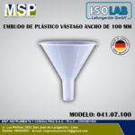Embudo de plástico vástago ancho de 100 mm ISOLAB modelo 041.07.100.