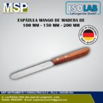 Espátula de laboratorio con mango de madera ISOLAB de acero inoxidable.