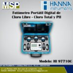 Fotómetro portátil digital de cloro libre, cloro total y pH Hanna Instruments modelo HI 97710C