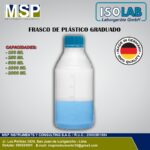 Frasco de plástico graduado ISOLAB de polietileno para laboratorio.
