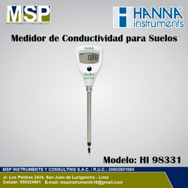 Medidor de conductividad para suelos hanna hi 98331
