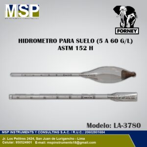 Hidrómetro para suelo de 5 a 60 G/L ASTM 152 H FORNEY modelo LA-3780.