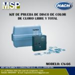 Kit comparador visual de disco de color Hach modelo CN-66 para cloro libre y total.