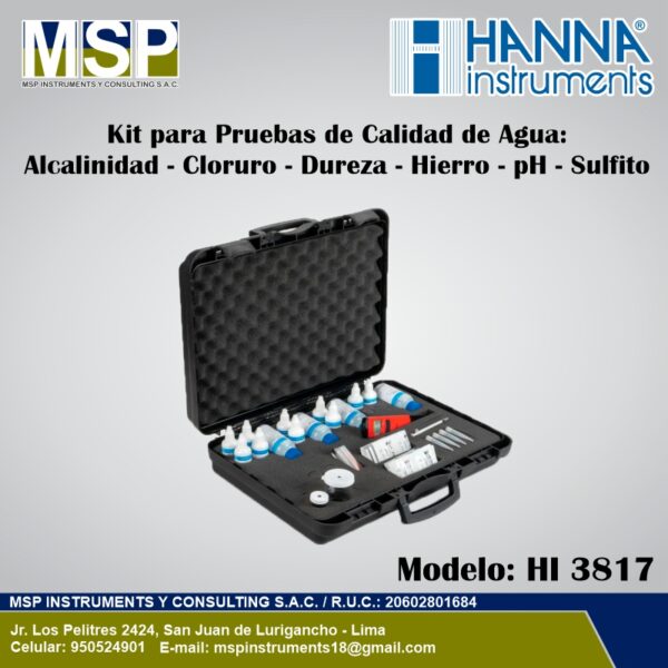 Kit para pruebas de calidad de agua Hanna Instruments modelo HI 3817.