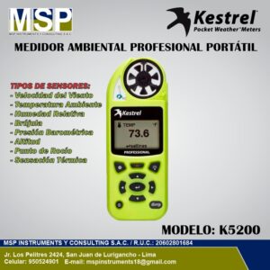 Medidor ambiental profesional portatil Kestrel K5200 con brújula de MSP Instruments.