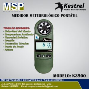 Medidor meteorologico portatil Kestrel K3500 con presion barometrica de MSP Instruments
