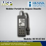 Medidor portátil de oxígeno disuelto para acuicultura Hanna Instruments modelo HI 9147-04.