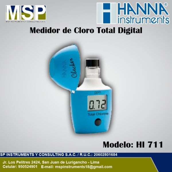 Medidor de cloro total digital Hanna Instruments modelo HI 711.