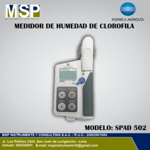 Medidor de clorofila portátil Konica Minolta SPAD 502 para análisis foliar.