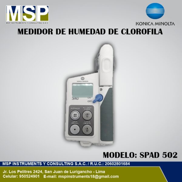 Medidor de Clorofila Konica Minolta SPAD 502 Medidor de clorofila portátil Konica Minolta SPAD 502 para análisis foliar.