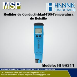 Medidor de conductividad rango bajo TDS y temperatura de bolsillo Hanna Instruments DiST cinco modelo HI 98311