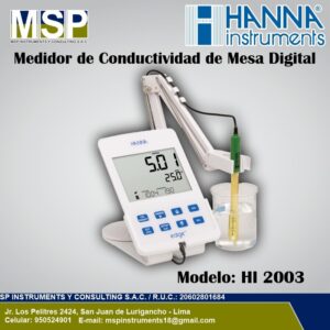 Medidor de conductividad de mesa digital Hanna Instruments modelo HI 2003.