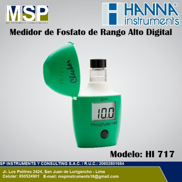 Medidor de fosfato de rango alto digital Hanna Instruments modelo HI 717.