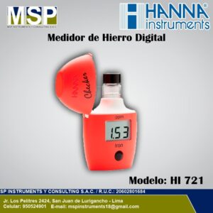 Medidor de hierro digital Hanna Instruments modelo HI 721 para análisis de agua.