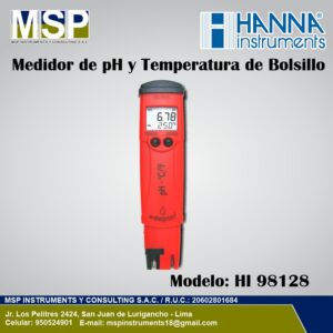 Medidor de pH y temperatura de bolsillo Hanna Instruments pHep cinco modelo HI 98128.