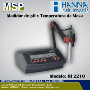 Medidor de pH y temperatura de mesa Hanna Instruments modelo HI 2210.