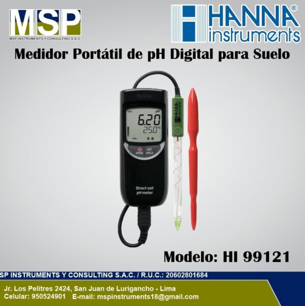Medidor de pH para Suelo Portátil Hanna Instruments HI 99121 Medidor de pH para Suelo HI 99121