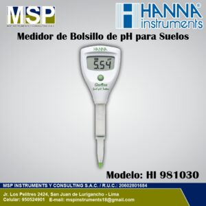 Medidor de bolsillo de pH para suelos Hanna Instruments modelo HI 981030.