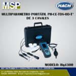 Medidor multiparámetro portátil Hach HQ4300 de 3 canales con maletín para análisis simultáneo de agua