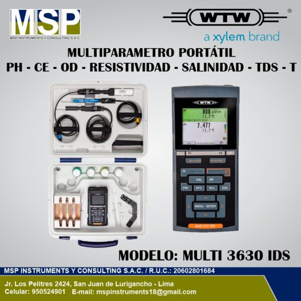 Multiparametro Portatil WTW Multi 3630 IDS Multiparametro portatil WTW Multi 3630 IDS con sensores y maletin por MSP Instruments.