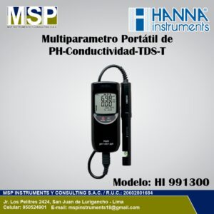 Medidor multiparamétrico portátil de pH conductividad CE TDS y temperatura Hanna Instruments modelo HI 991300.