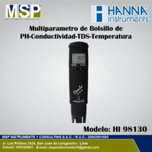 Medidor multiparamétrico de bolsillo de pH conductividad rango alto TDS y temperatura Hanna Instruments Combo modelo HI 98130