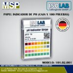 Tiras reactivas indicadoras de pH 0 a 14 ISOLAB caja de 100 unidades.