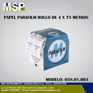 Película para laboratorio Parafilm M rollo de 4 pulgadas por 75 metros modelo 058.01.003.