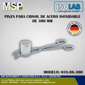 Pinza para crisol de acero inoxidable de 300 mm ISOLAB modelo 038.06.300.