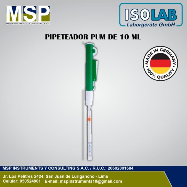 Pipeteador de cremallera Pi-Pump de 10 ml ISOLAB color verde