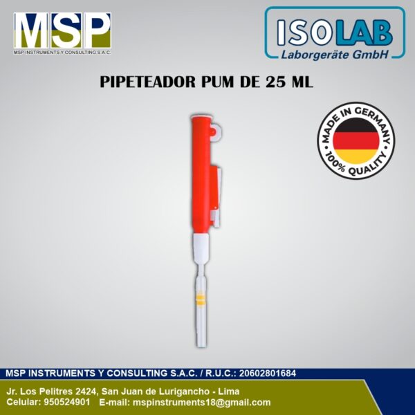 Pipeteador de cremallera Pi-Pump de 25 ml ISOLAB color rojo