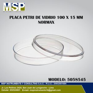 Placa Petri de vidrio de 100 x 15 mm NORMAX modelo 5058545.