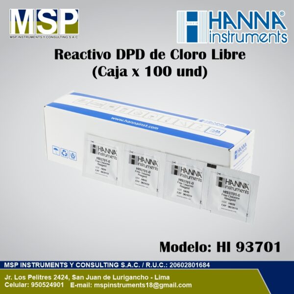 Reactivo DPD de cloro libre Hanna HI93701