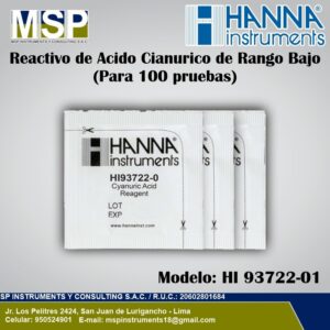 Sobres de reactivo de ácido cianúrico Hanna Instruments HI 93722-01 para 100 pruebas