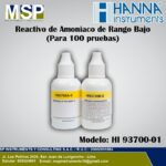 Frascos goteros de reactivo de amoníaco de rango bajo Hanna Instruments HI 93700-01 para 100 pruebas